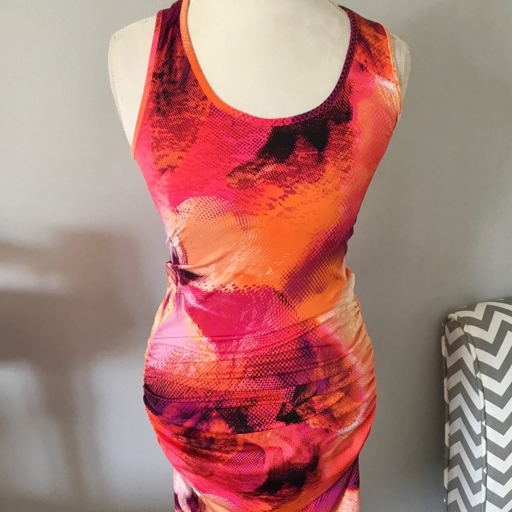 VENUS Pink and Orange Abstract Tank Dress